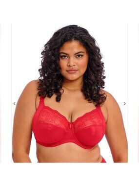 Elomi Morgan Stretch Bra Woman 36I Red Lace Underwire Comfort